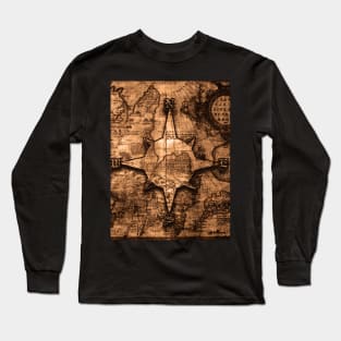 Ancient World Traveler - Map & Compass Rose Long Sleeve T-Shirt